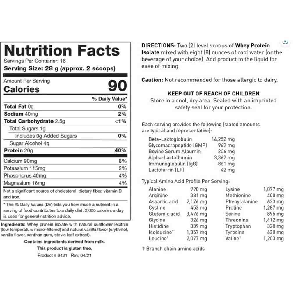Biotics Research Whey Protein Isolate Vanilla 16oz.