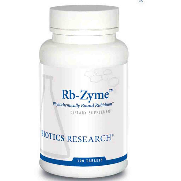 Bottle of Rb-Zyme dietary supplement by Biotics Research on a white background