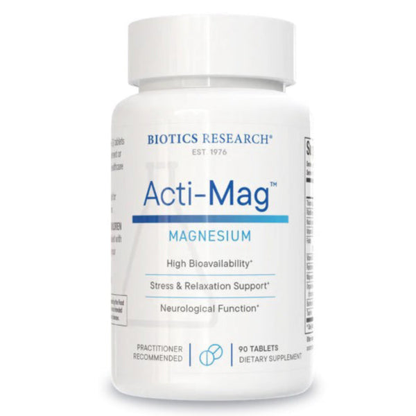 Biotics Research Acti-Mag Tabs, front label, relaxation, energy levels