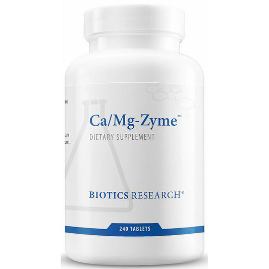 Biotics Research Ca/Mg-Zyme dietary supplement bottle on a white background