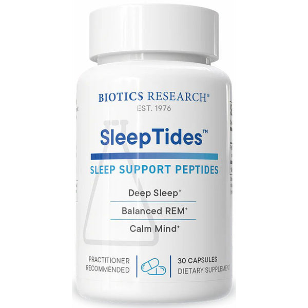 Biotics Research SleepTides sleep support peptides bottle on a white background
