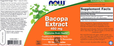 NOW Bacopa extract 450mg 90vc