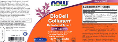 NOW BioCell Collagen Hydrolyzed Type 2 120vc