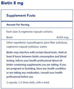 Pure Encapsulations Biotin 8mg 60c
