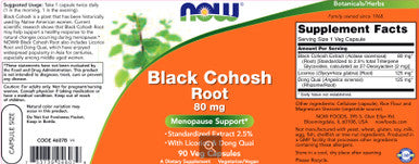 NOW Black Cohosh 80mg 90vc