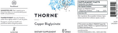 Thorne Copper Bisglycinate 60c