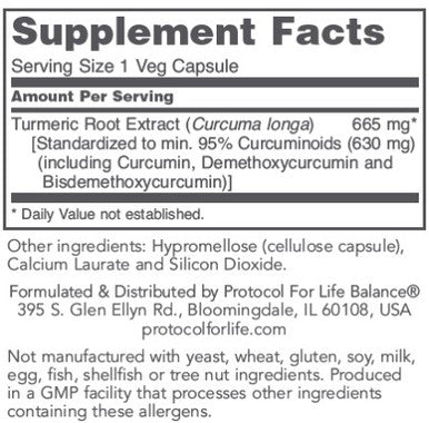 Protocol for Life Balance Curcumin Tumeric Root Extract 665 60vc