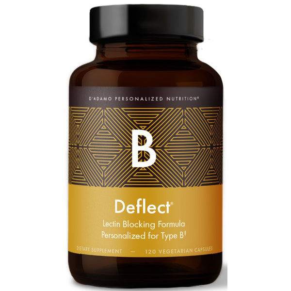 D'Adamo Personalized Nutrition Deflect Lectin Blocker Type B, front label, gut health, hormone balance, promotes weight loss