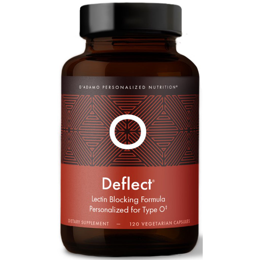 D'Adamo Deflect Lectin Blocker Type O, front label, promotes weight loss, gut health, balance hormones