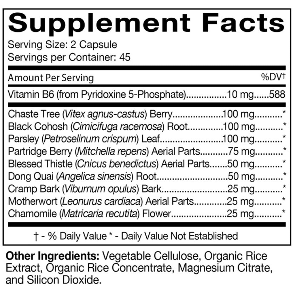 D'Adamo Fem Balance, menopause and hormone balancing, ingredient label, women's health