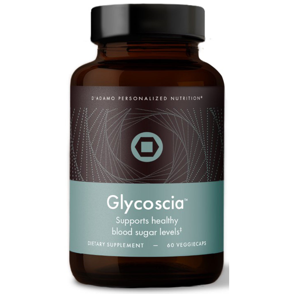 D'Adamo Glycoscia, front label,  healthy  blood sugar levels, promote weight loss, healthy digestion 