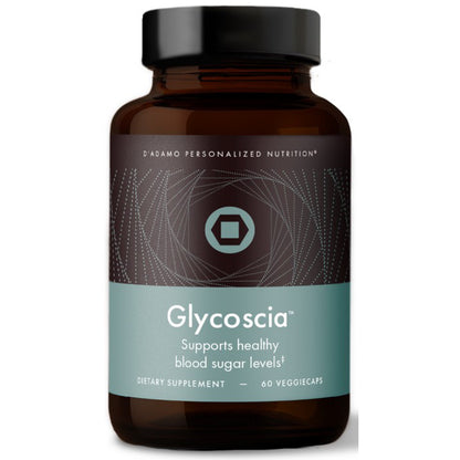 D'Adamo Glycoscia, front label,  healthy  blood sugar levels, promote weight loss, healthy digestion 