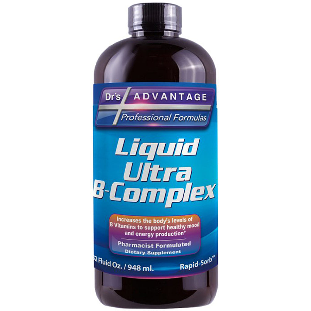 Bottle of Dr's Advantage Liquid Ultra B-Complex on a white background