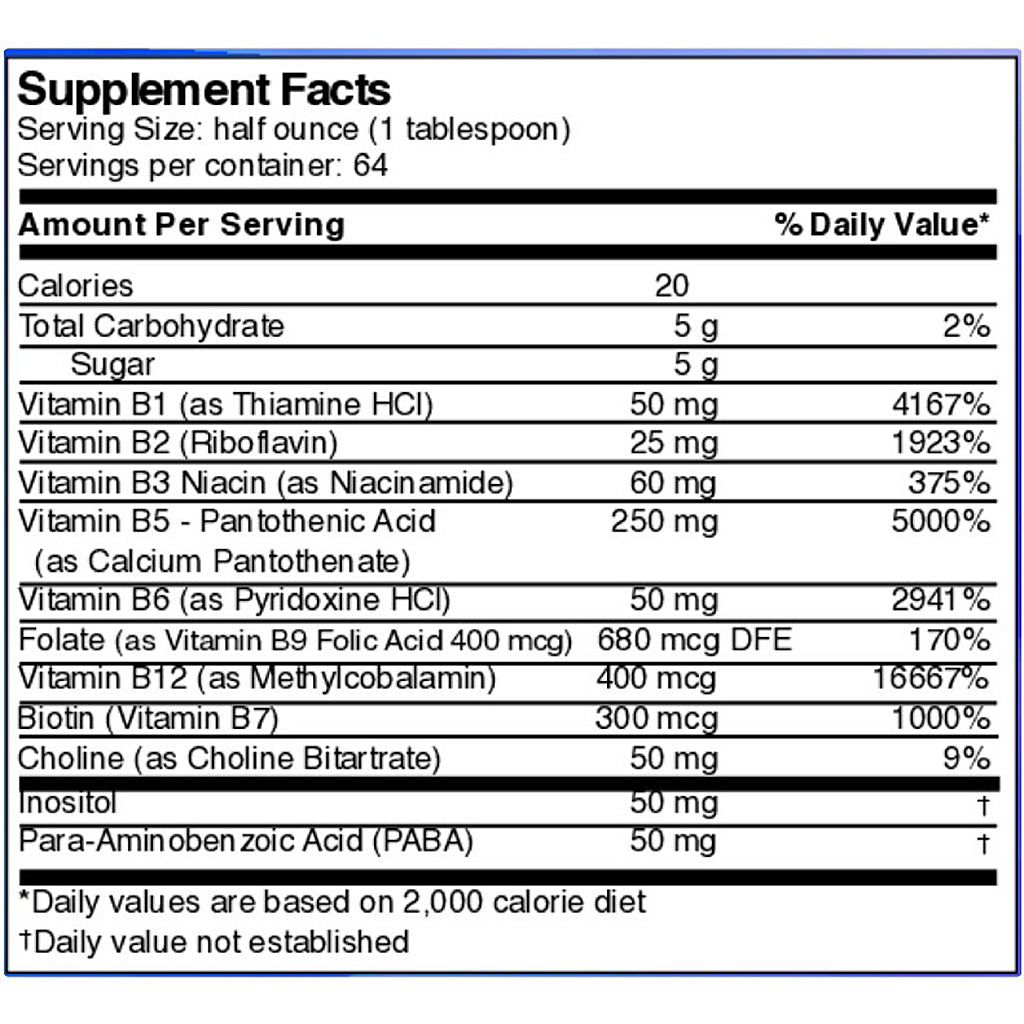 Supplement facts label with detailed nutritional information on a white background