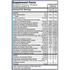Supplement facts label with detailed nutritional information on a white background