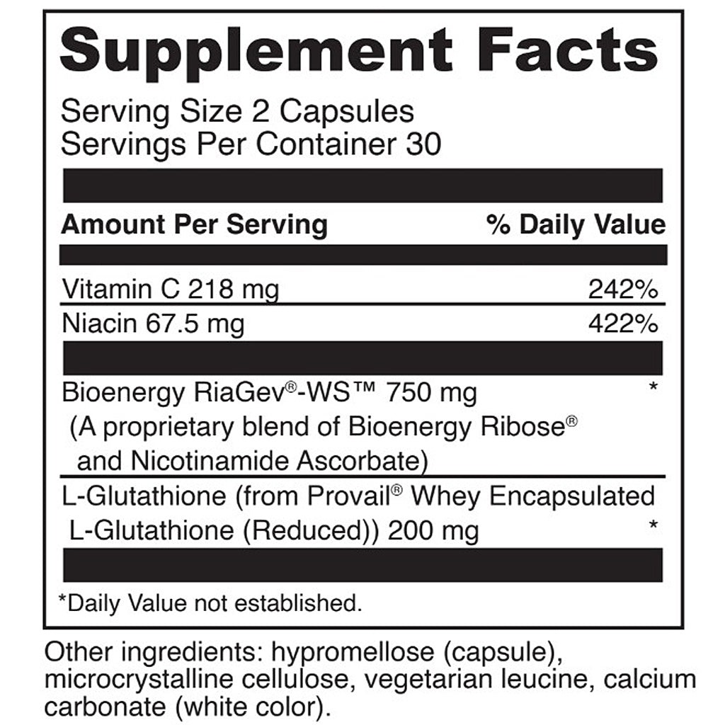 Supplement facts label with detailed nutritional information on a white background