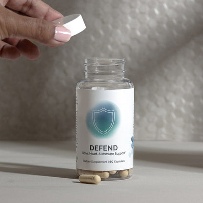 InfiniWell Defend immune and bone support, heart support, ingredient label