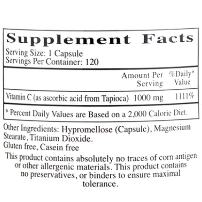Ecological Formulas Vitamin C-1000 Non-Corn 120c