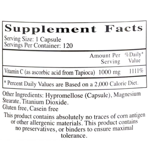 Ecological Formulas Vitamin C-1000 Non-Corn 120c