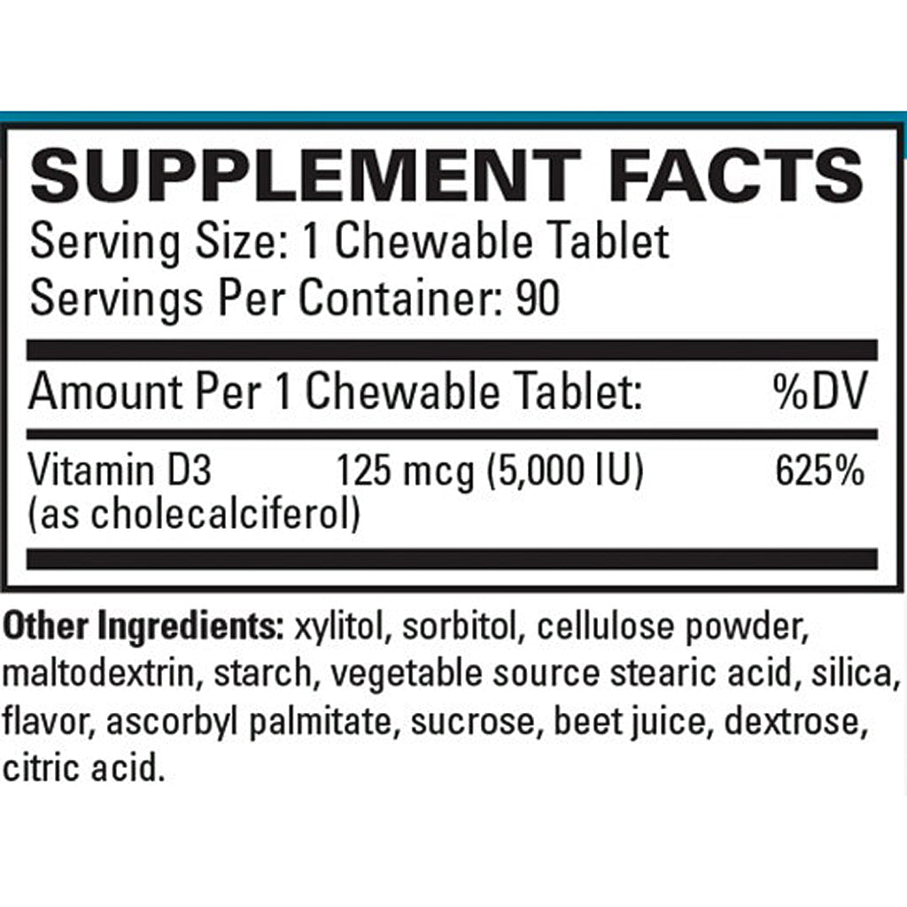 EuroMedica Vitamin D3 Chewable Mixed Berry 5,000 IU 90 Chews
