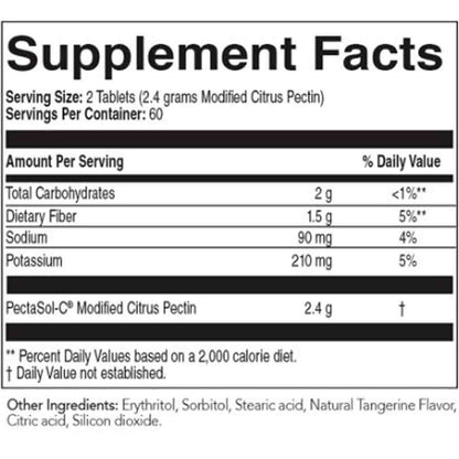 Supplement facts label with nutritional information on a white background