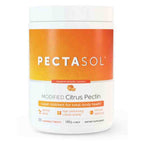 Pectasol supplement container with orange and white label on a white background