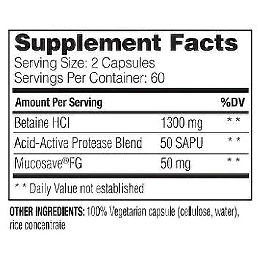 Supplement facts label with detailed nutritional information on a white background