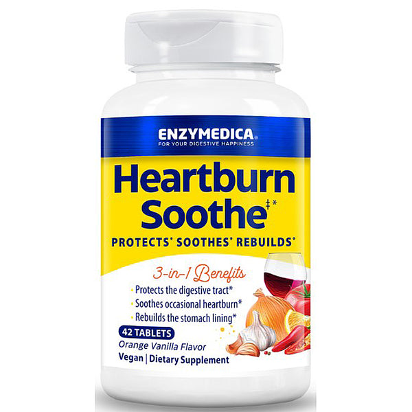 Enzymedica Heartburn Soothe supplement bottle on a white background