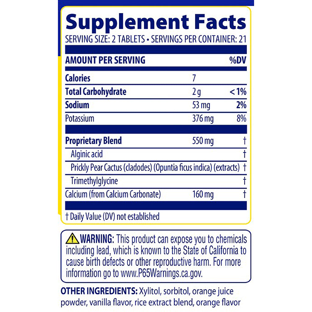 Supplement facts label with nutritional information on a white background