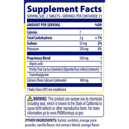 Supplement facts label with nutritional information on a white background