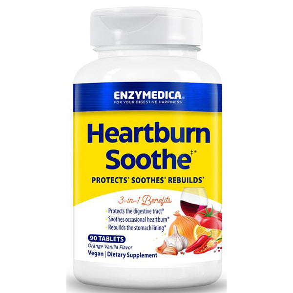 Enzymedica Heartburn Soothe supplement bottle on a white background