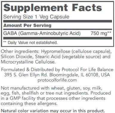 Protocol for Life Balance GABA 750mg 120vc