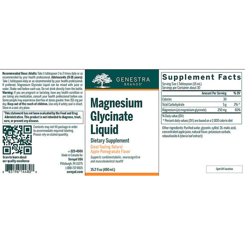 Genestra Magnesium Glycinate Liquid 15.2 oz (450ml)