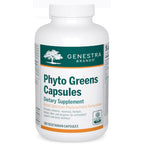 Genestra Brands Phyto Greens Capsules dietary supplement bottle on a white background