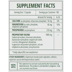 Supplement facts label with nutritional information on a white background