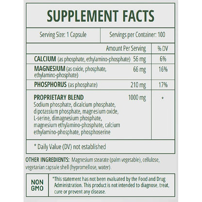 Supplement facts label with nutritional information on a white background