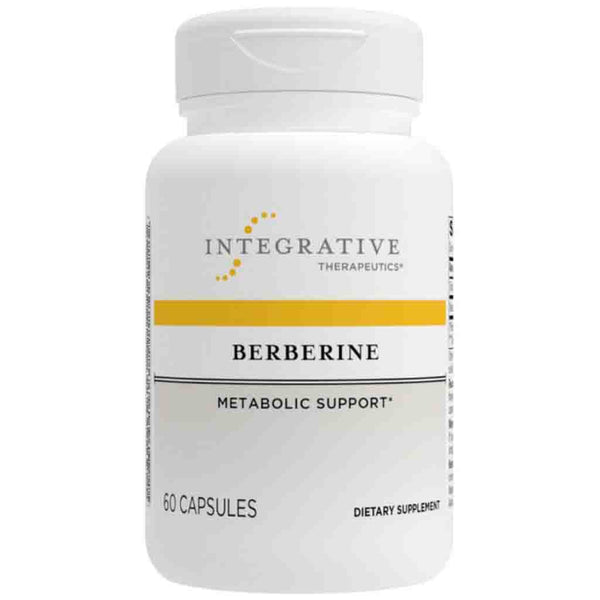 Supplement bottle labeled 'Berberine' by Integrative Therapeutics on a white background