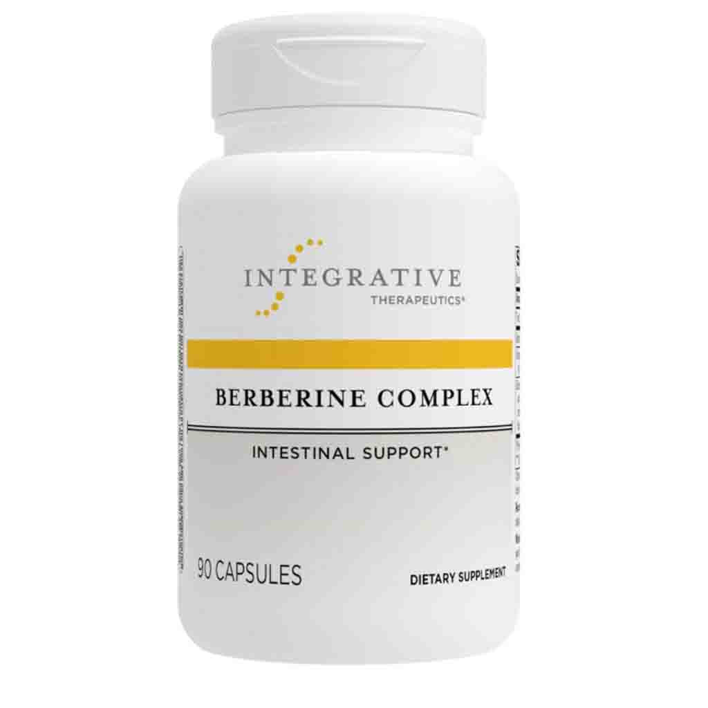 Supplement bottle labeled 'Berberine Complex' by Integrative Therapeutics on a white background