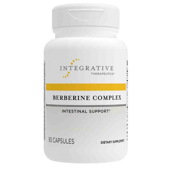 Supplement bottle labeled 'Berberine Complex' by Integrative Therapeutics on a white background