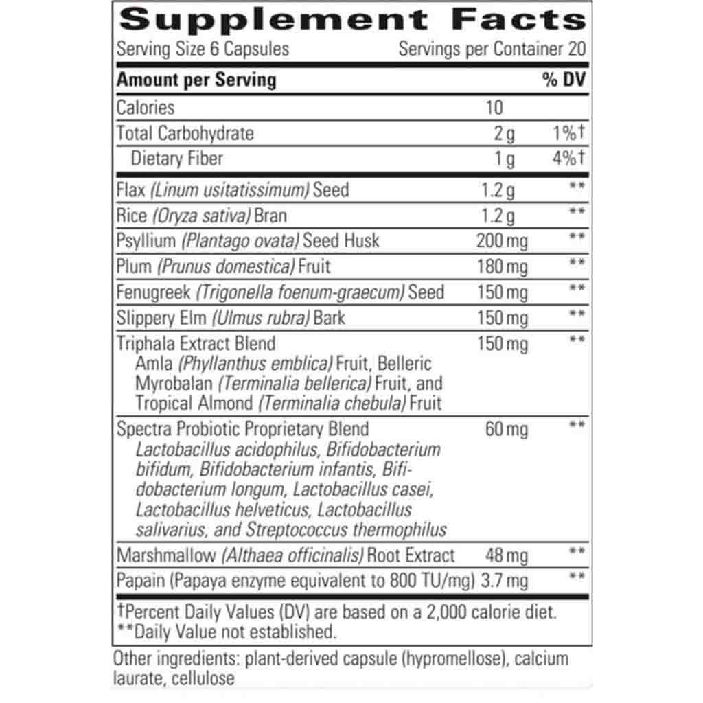 Supplement facts label with detailed nutritional information on a white background