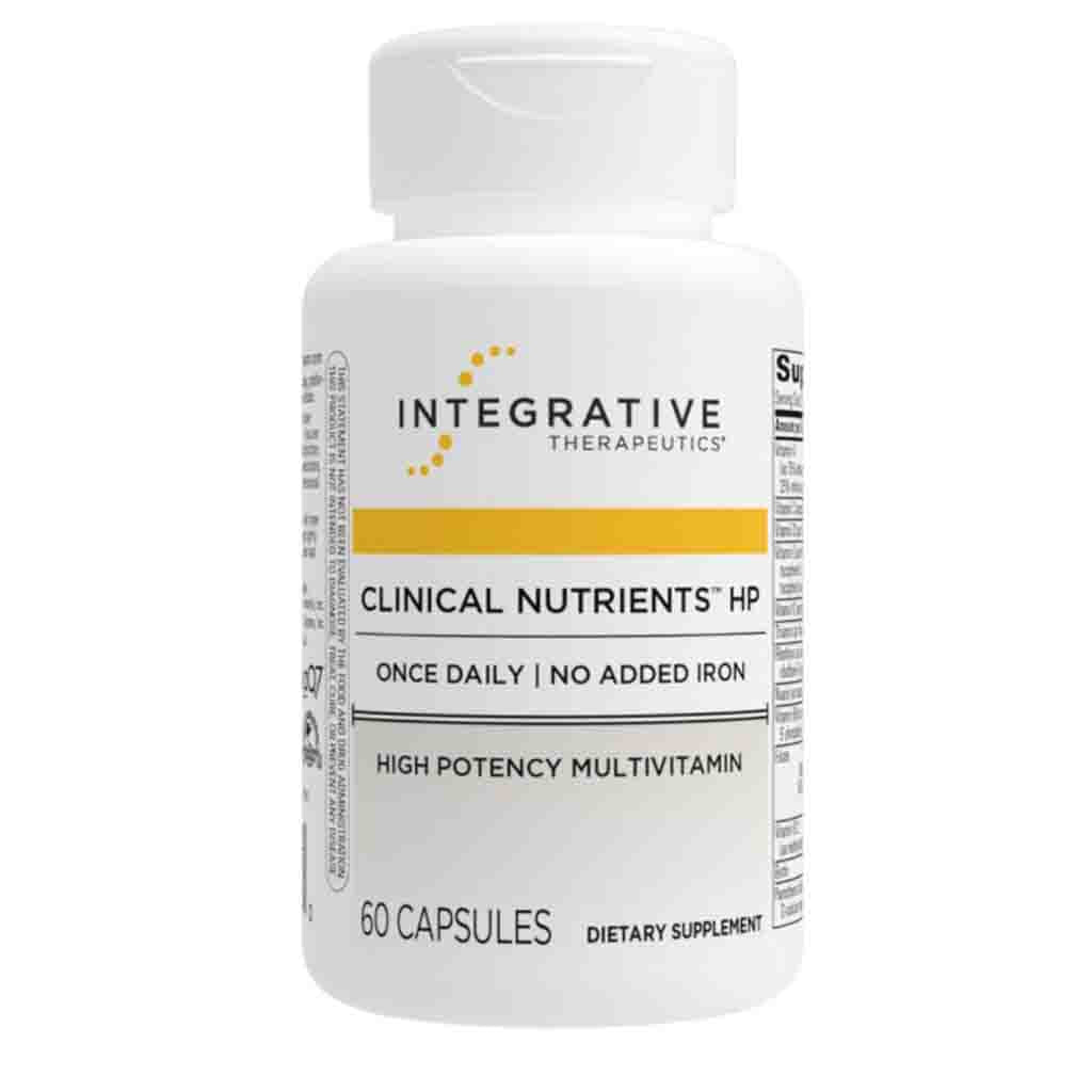 Supplement bottle labeled 'Integrative Therapeutics Clinical Nutrients HP' on a white background