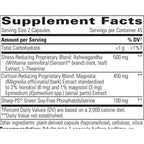 Supplement facts label with various ingredients and their amounts per serving.