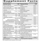 Supplement facts label with detailed nutritional information on a white background