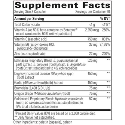 Supplement facts label with detailed nutritional information on a white background