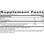 Supplement facts label with detailed nutritional information on a white background