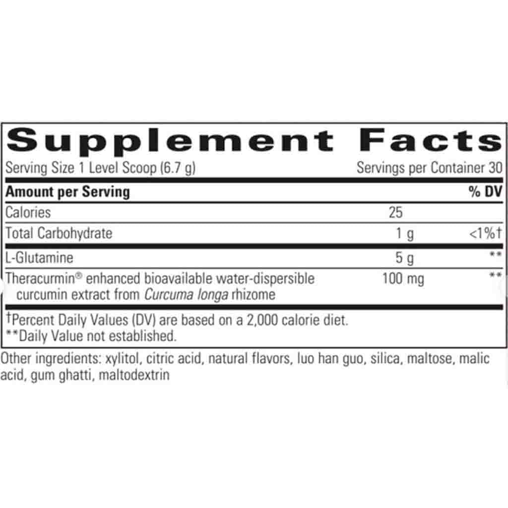 Supplement facts label with detailed nutritional information on a white background