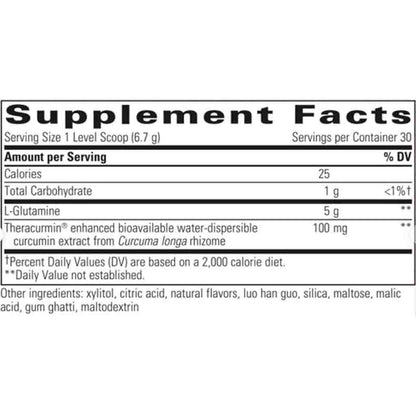 Supplement facts label with detailed nutritional information on a white background
