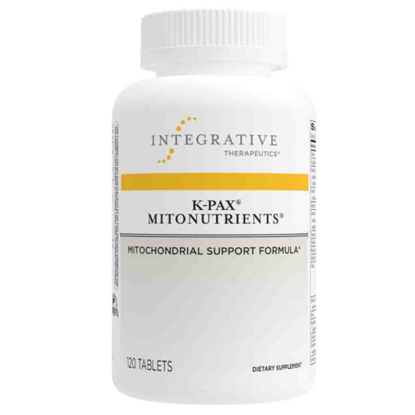 Supplement bottle labeled 'K-Pax MitoNutrients' by Integrative Therapeutics on a white background