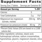 Supplement facts label with nutritional information on a white background