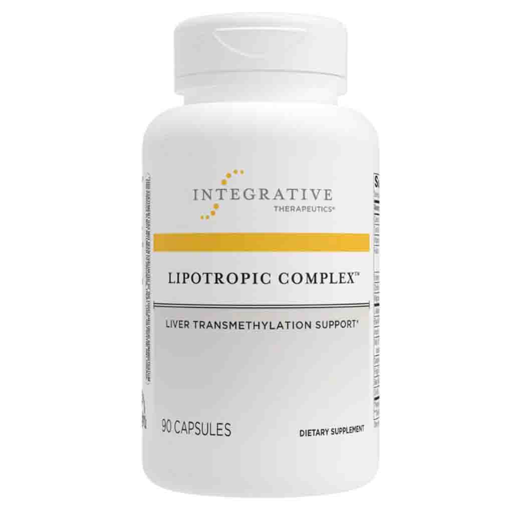 Supplement bottle labeled 'Lipotropic Complex' by Integrative Therapeutics on a white background